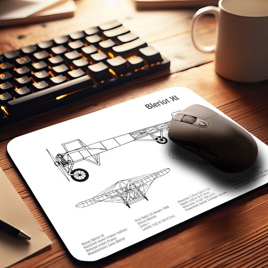 Bleriot XI – 飛行機の設計図スケッチ計画BD マウスパッド