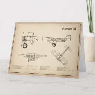 Bleriot XI – 飛行機の設計図スケッチ計画SD サンキューカード
