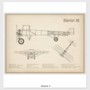 Bleriot XI – 飛行機の設計図スケッチ計画SD シール