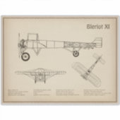 Bleriot XI – 飛行機の設計図スケッチ計画SD シール (正面)