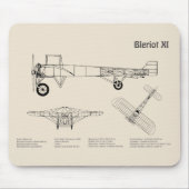 Bleriot XI – 飛行機の設計図スケッチ計画SD マウスパッド (正面)