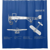 Bleriot XI – 飛行機設計図スケッチ計画ABD シャワーカーテン (正面)