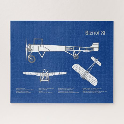 Bleriot XI – 飛行機設計図スケッチ計画ABD ジグソーパズル (横)