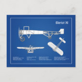 Bleriot XI – 飛行機設計図スケッチ計画ABD ポストカード (正面)