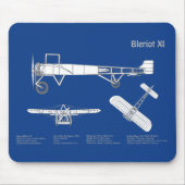 Bleriot XI – 飛行機設計図スケッチ計画ABD マウスパッド (正面)