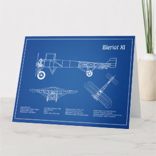 Bleriot XI – 飛行機設計図スケッチ計画AD サンキューカード