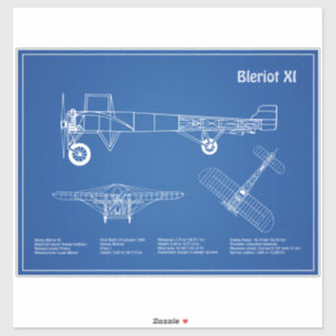 Bleriot XI – 飛行機設計図スケッチ計画AD シール