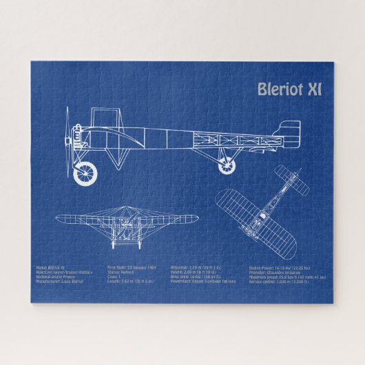 Bleriot XI – 飛行機設計図スケッチ計画AD ジグソーパズル (横)