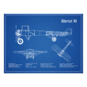 Bleriot XI – 飛行機設計図スケッチ計画AD フォトプリント (正面)
