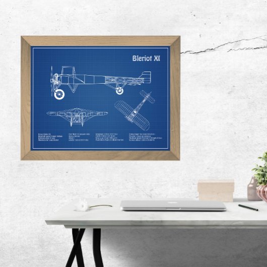 Bleriot XI – 飛行機設計図スケッチ計画AD フォトプリント
