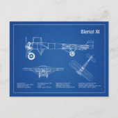 Bleriot XI – 飛行機設計図スケッチ計画AD ポストカード (正面)