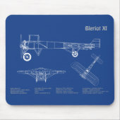Bleriot XI – 飛行機設計図スケッチ計画AD マウスパッド (正面)