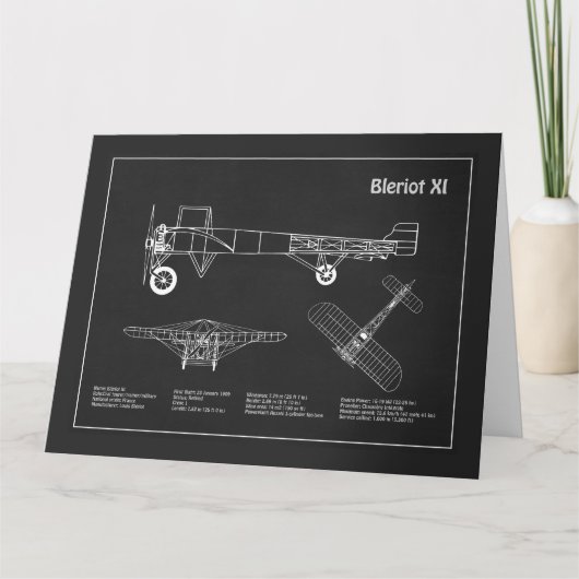 Bleriot XI – 飛行機設計図スケッチ計画PD サンキューカード (正面)