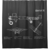 Bleriot XI – 飛行機設計図スケッチ計画PD シャワーカーテン (正面)