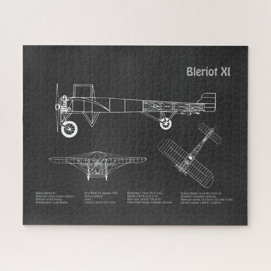 Bleriot XI – 飛行機設計図スケッチ計画PD ジグソーパズル (横)