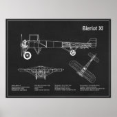 Bleriot XI – 飛行機設計図スケッチ計画PD ポスター (正面)