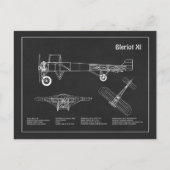 Bleriot XI – 飛行機設計図スケッチ計画PD ポストカード (正面)