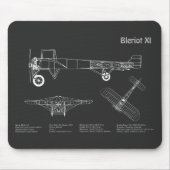 Bleriot XI – 飛行機設計図スケッチ計画PD マウスパッド (正面)