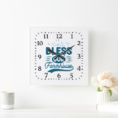 Bless our Farmhouse スクエア壁時計 (ホーム)