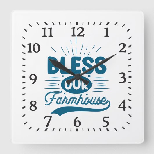 Bless our Farmhouse スクエア壁時計 (正面)