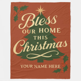Bless Our Home Christmas Personalized Blanket フリースブランケット