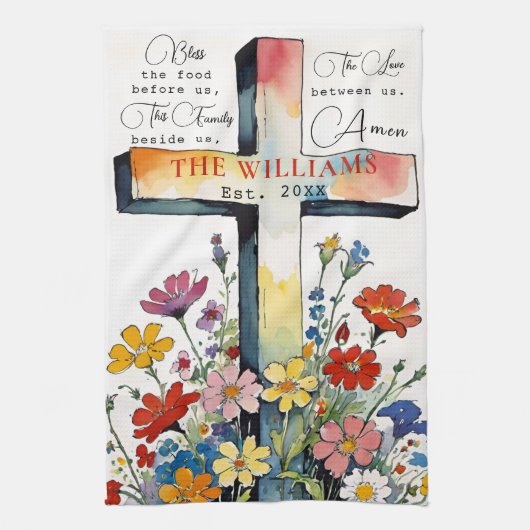 Bless The Food Before Us Prayer キッチンタオル (縦)