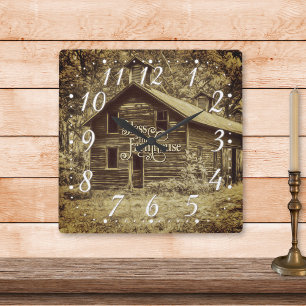Bless This Farmhouse Vintage スクエア壁時計