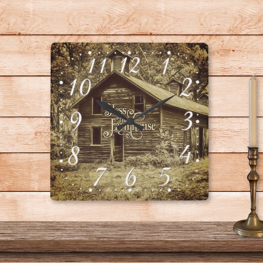 Bless This Farmhouse Vintage スクエア壁時計