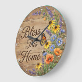 Bless This Home Meadow Butterfly ラージ壁時計 (傾斜)