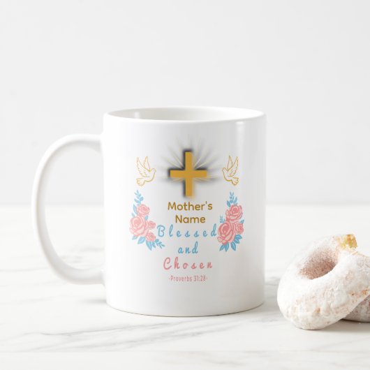 Blessed and Chosen Custom Mother’s Day Coffee Mug コーヒーマグカップ (ドーナツ)