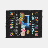 Blessed Are The Quilters Funny Sewing Quote Gift  フリースブランケット (正面(横))