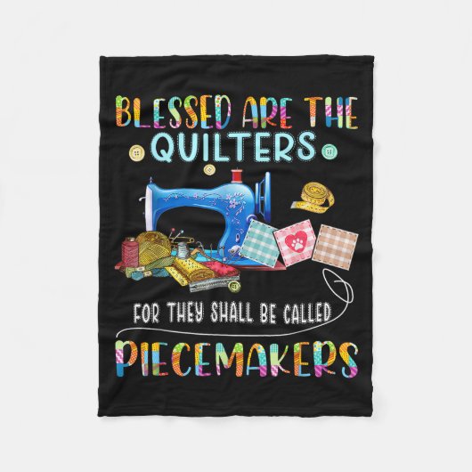 Blessed Are The Quilters Funny Sewing Quote Gift  フリースブランケット (正面)