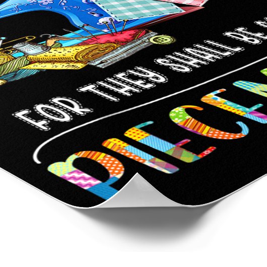 Blessed Are The Quilters Funny Sewing Quote Gift  ポスター (角)