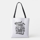 Blessed Are Those Who Hear the Word of God Quotes トートバッグ (裏面)
