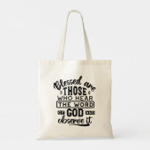 Blessed Are Those Who Hear the Word of God Quotes トートバッグ (裏面)