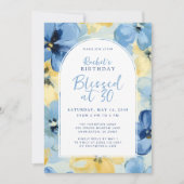 Blessed at 30 Faith Birthday Milestone Floral 招待状 (正面)