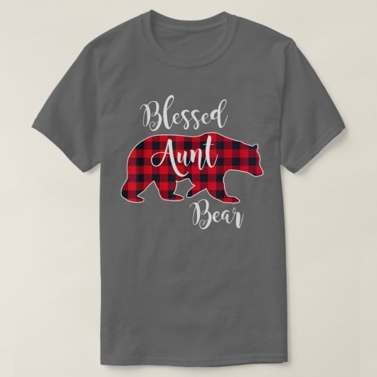 Blessed Aunt Bear Buffalo Check Plaid Pattern Aunt Tシャツ (デザイン正面)