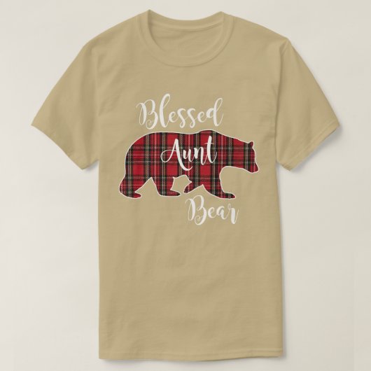 Blessed Aunt Bear Red Tartan Plaid Fun Auntie Gift Tシャツ (デザイン正面)
