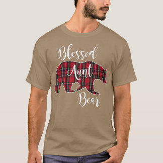 Blessed Aunt Bear Red Tartan Plaid Fun Auntie Gift Tシャツ
