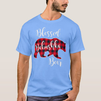 Blessed Babushka Bear Red Buffalo Check Plaid Gran Tシャツ