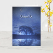 Blessed Be Happy Birthday Oak Tree and Moon カード (黄色い花)