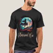 Blessed Be Retro Witch On A Broom Mystical Tシャツ (正面)