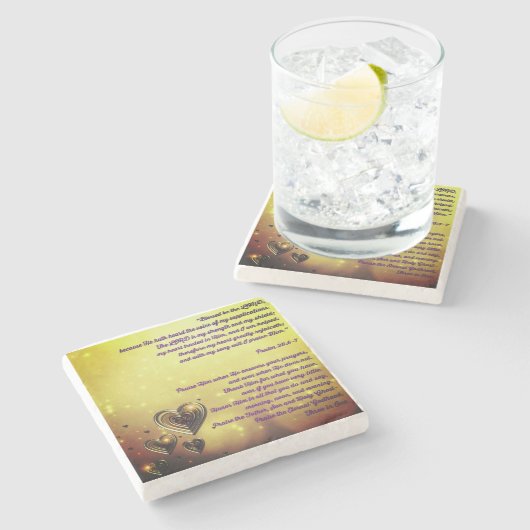 Blessed Be the Lord Psalm 28:6-7 ストーンコースター (横)