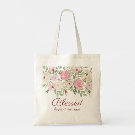 Blessed Beyond Measure Pink Floral  トートバッグ (裏面)