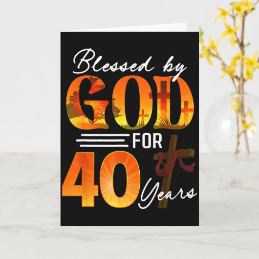 Blessed By God For 40 Years Old Gift 40th Birthday カード (黄色い花)