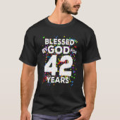Blessed By God For 42 Years Happy 42Nd Birthday Tシャツ (正面)
