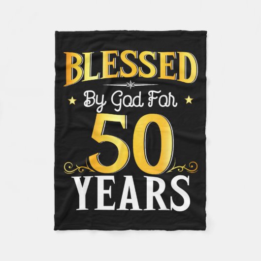 Blessed By God For 50 Years 50th Birthday Men Wome フリースブランケット (正面)