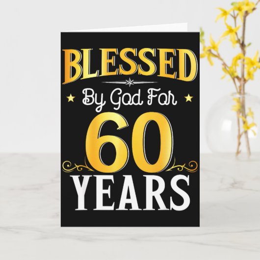 Blessed By God For 60 Years 60th Birthday Men Wome カード (黄色い花)