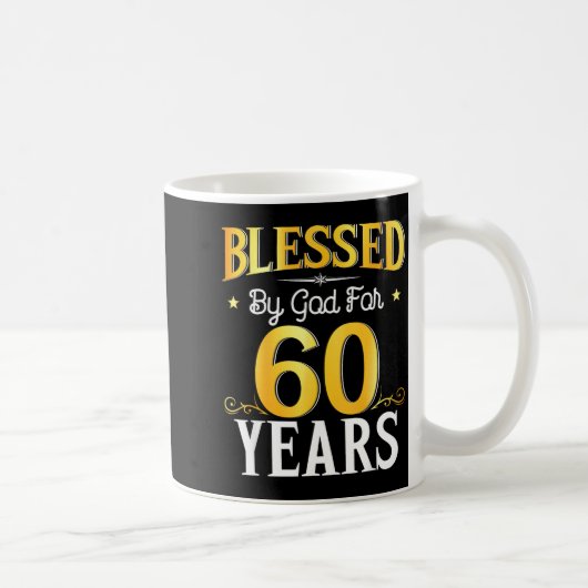 Blessed By God For 60 Years 60th Birthday Men Wome コーヒーマグカップ (右)