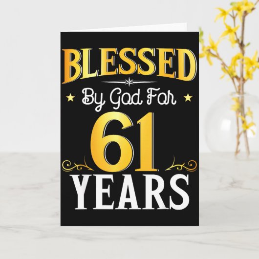 Blessed By God For 61 Years 61th Birthday Men Wome カード (黄色い花)